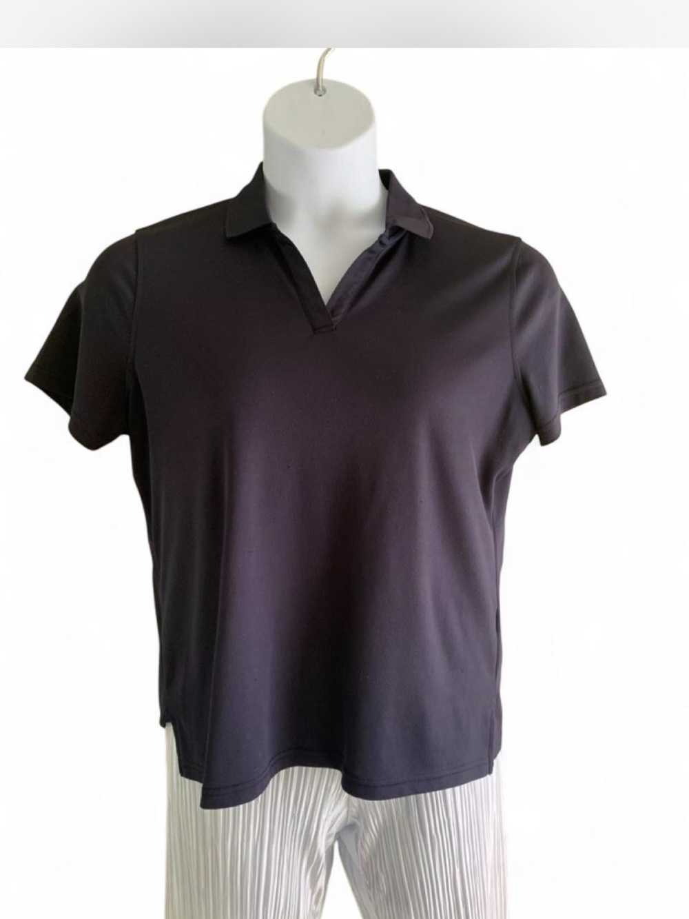 Short-Sleeve Polo Top in Dark Charcoal